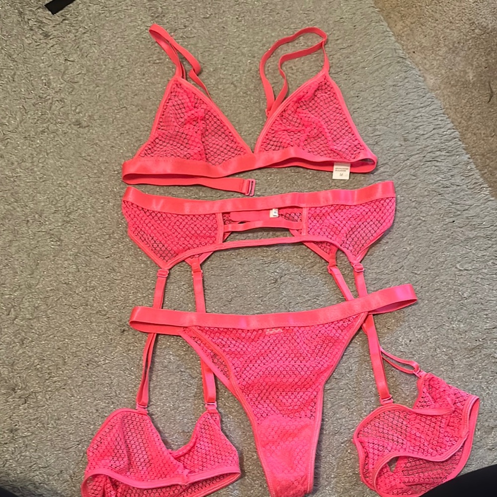 Pink Lace Lingerie Set